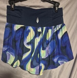 Free People Movement ShortsBlue and Green Patterned Skirt Small
